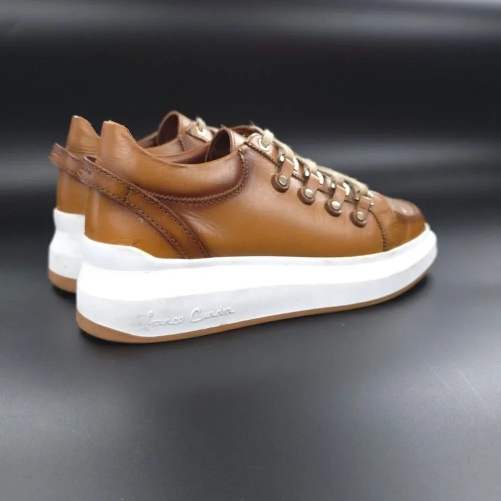 FRANCO CUADRA Shagreen Leather Sneakers Brown Minimal Quiet Luxury Downtown Girl